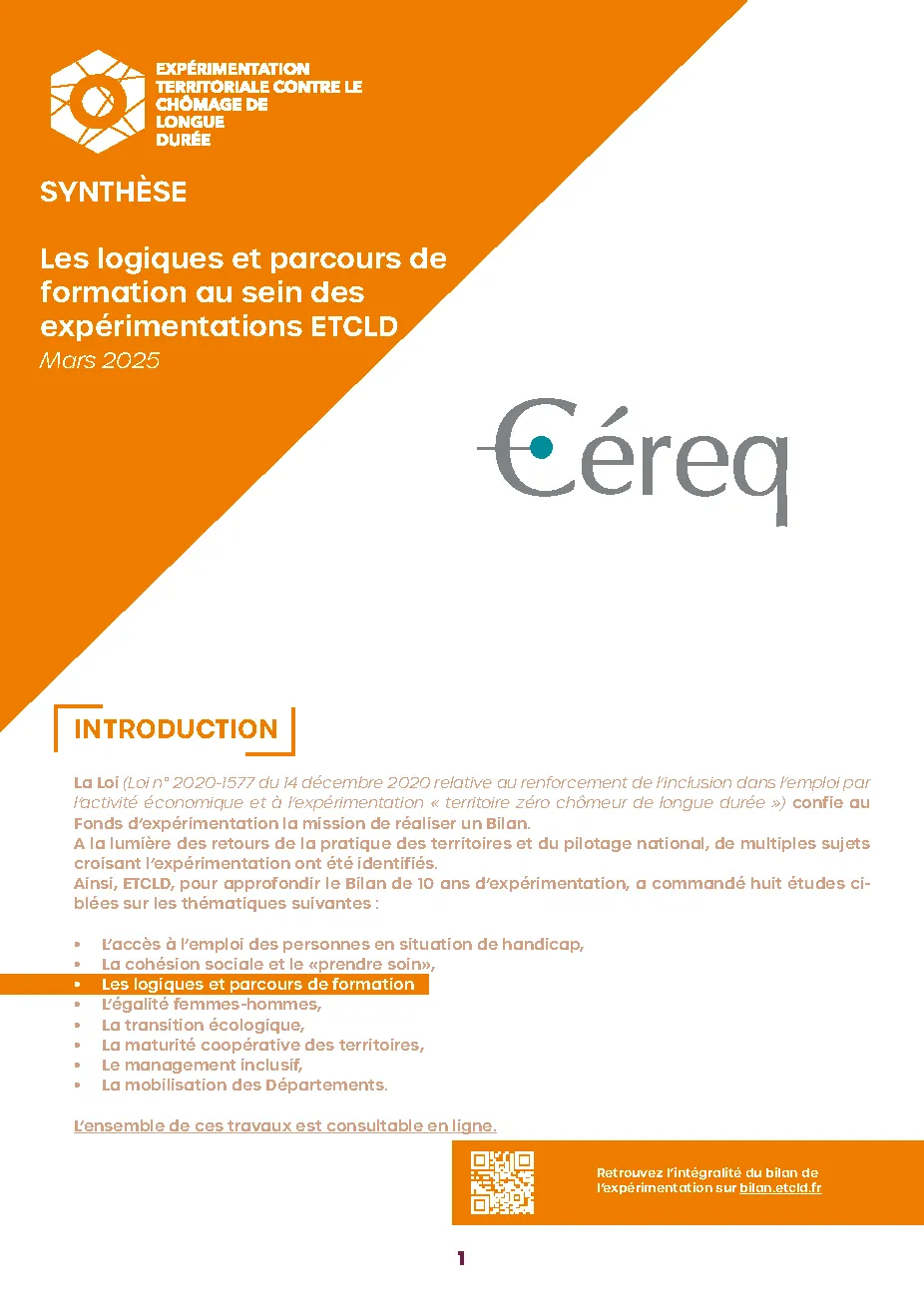 Photo d'illustration du Les logiques et parcours de formations au sein des expérimentations ETCLD